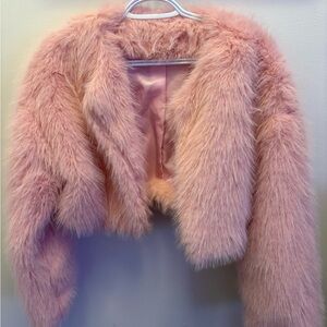 Chic Pink Faux Fur Jacket